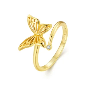 (bilde for) Pandora Style Golden Butterfly Dream Ring - SCR448-B