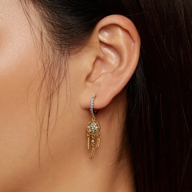 (bilde for) Pandora Style Golden Dreamcatcher Dingle øredobber - SCE713-B - Vis 5