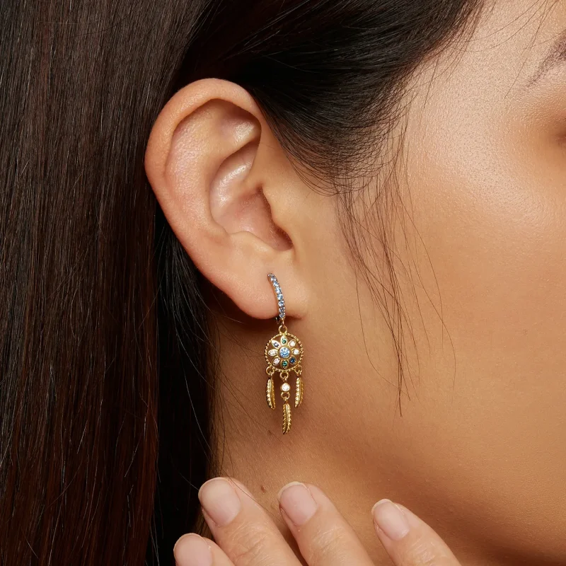 (bilde for) Pandora Style Golden Dreamcatcher Dingle øredobber - SCE713-B - Vis 7