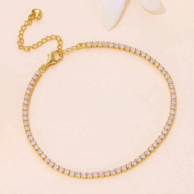 (bilde for) Pandora Style Golden Exquisite Zircon Chain Armbånd - BSB097-B - Vis 2