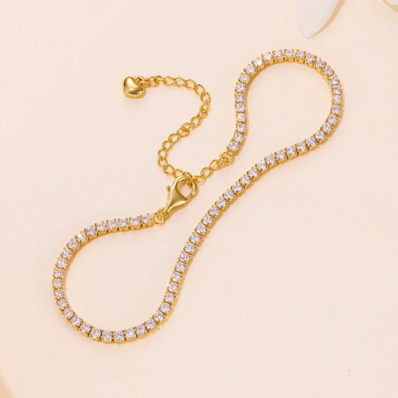 (bilde for) Pandora Style Golden Exquisite Zircon Chain Armbånd - BSB097-B - Vis 3