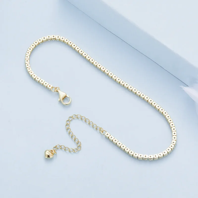 (bilde for) Pandora Style Golden Exquisite Zircon Chain Armbånd - BSB097-B - Vis 7