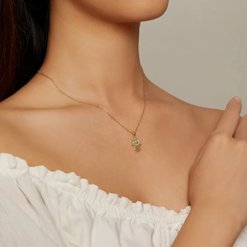 (bilde for) Pandora Style Golden Fatimas Guardian Necklace - SCN264-B - Vis 4