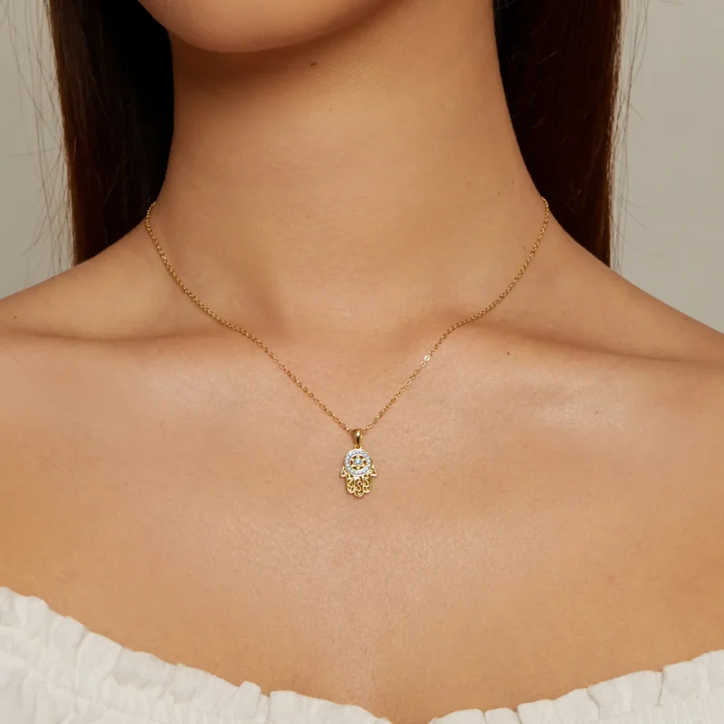 (bilde for) Pandora Style Golden Fatimas Guardian Necklace - SCN264-B - Vis 5