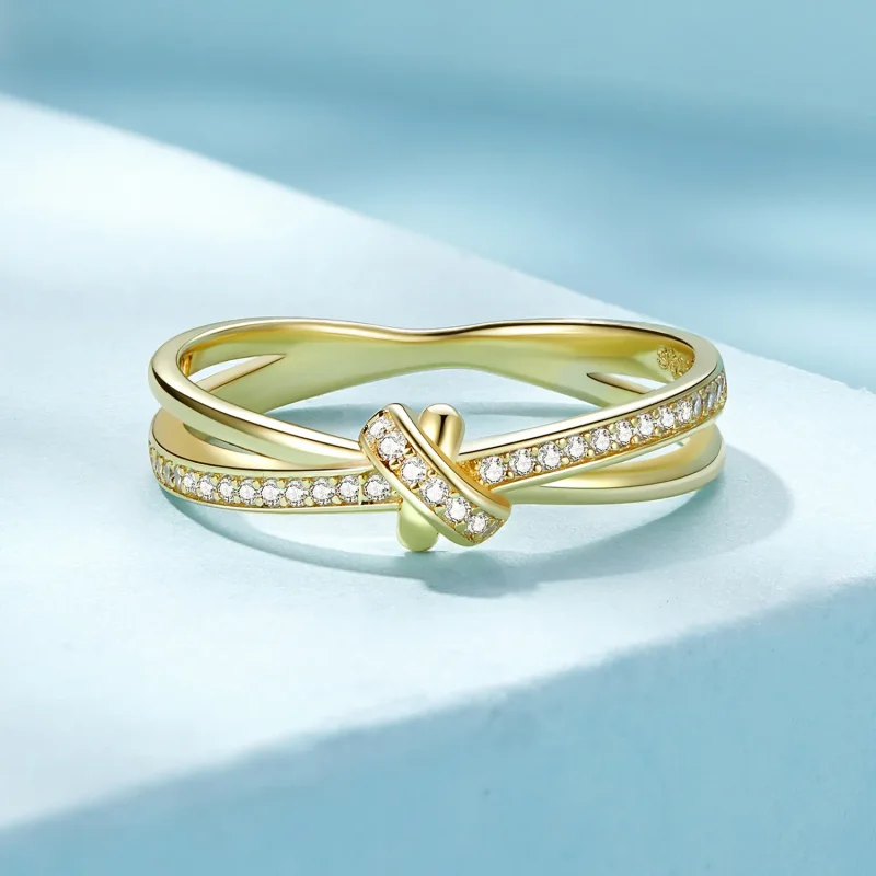 (bilde for) Pandora Style Golden Knot Ring - SCR896-B - Vis 3