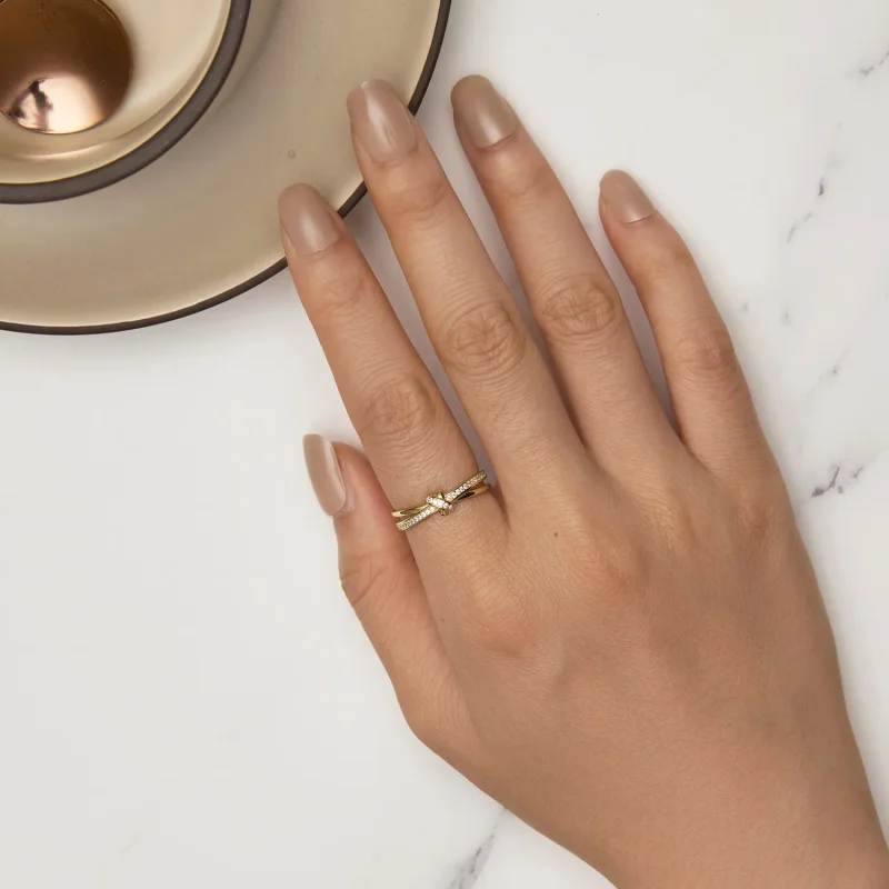 (bilde for) Pandora Style Golden Knot Ring - SCR896-B - Vis 5