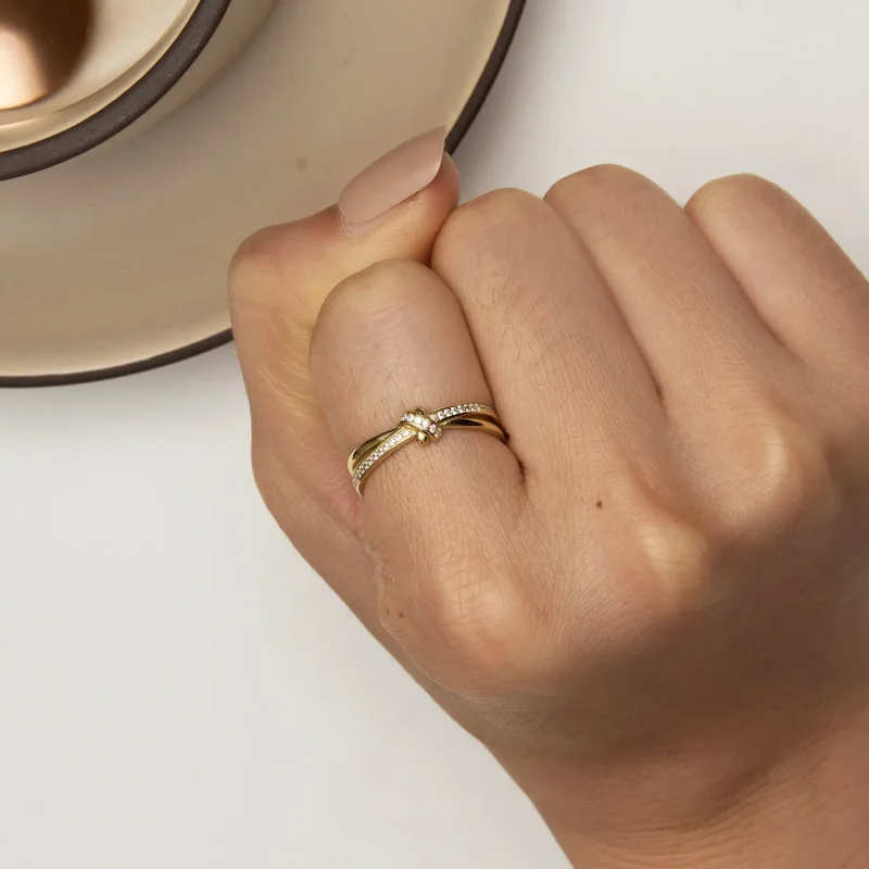 (bilde for) Pandora Style Golden Knot Ring - SCR896-B - Vis 6