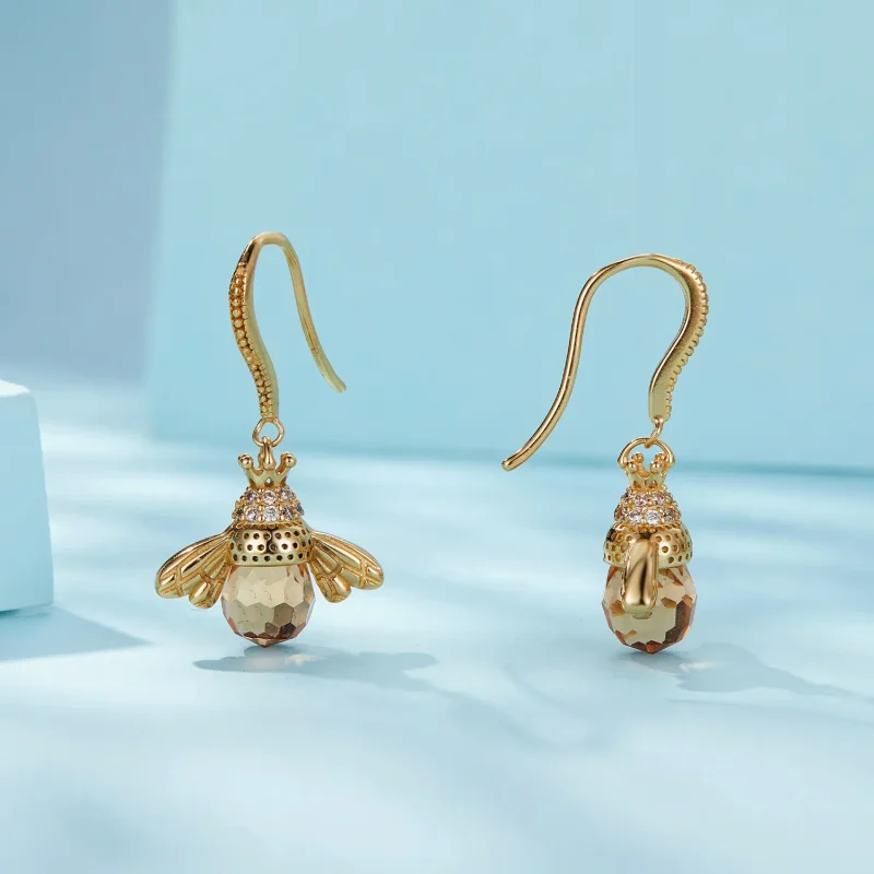 (bilde for) Pandora Style Golden Little Bee Dingle øredobber - SCE149-B - Vis 3