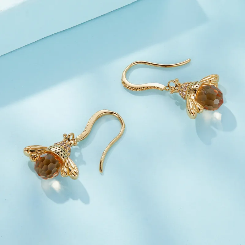 (bilde for) Pandora Style Golden Little Bee Dingle øredobber - SCE149-B - Vis 4