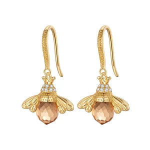(bilde for) Pandora Style Golden Little Bee Dingle øredobber - SCE149-B