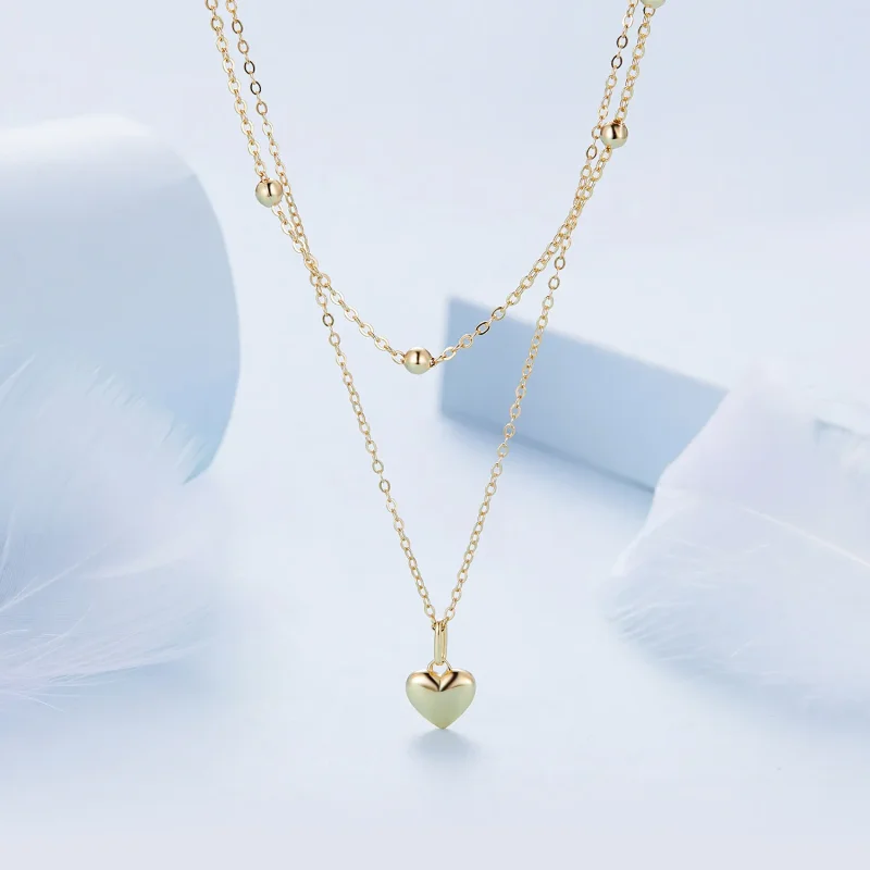 (bilde for) Pandora Style Golden Love Heart Beaded Halskjede - BSN168-B - Vis 2