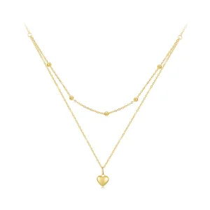 Pandora Style Golden Love Heart Beaded Halskjede - BSN168-B (bilde for) Pandora Style Golden Love Heart Beaded Halskjede - BSN168-B