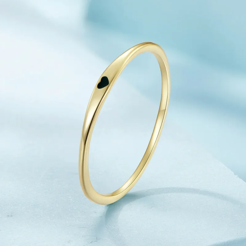 (bilde for) Pandora Style Golden Love Heart Ring - SCR468-B - Vis 2