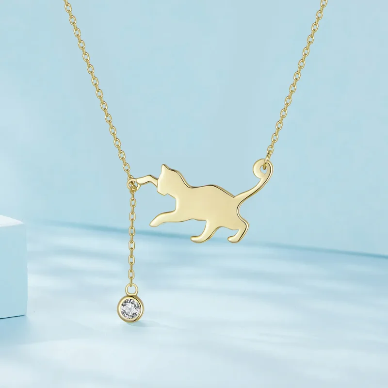 (bilde for) Pandora Style Golden Naughty Kitten Halskjede - SCN232-B - Vis 2