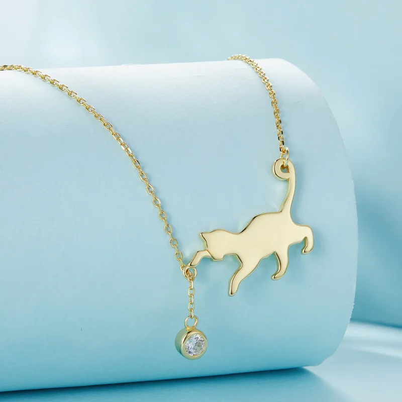 (bilde for) Pandora Style Golden Naughty Kitten Halskjede - SCN232-B - Vis 3