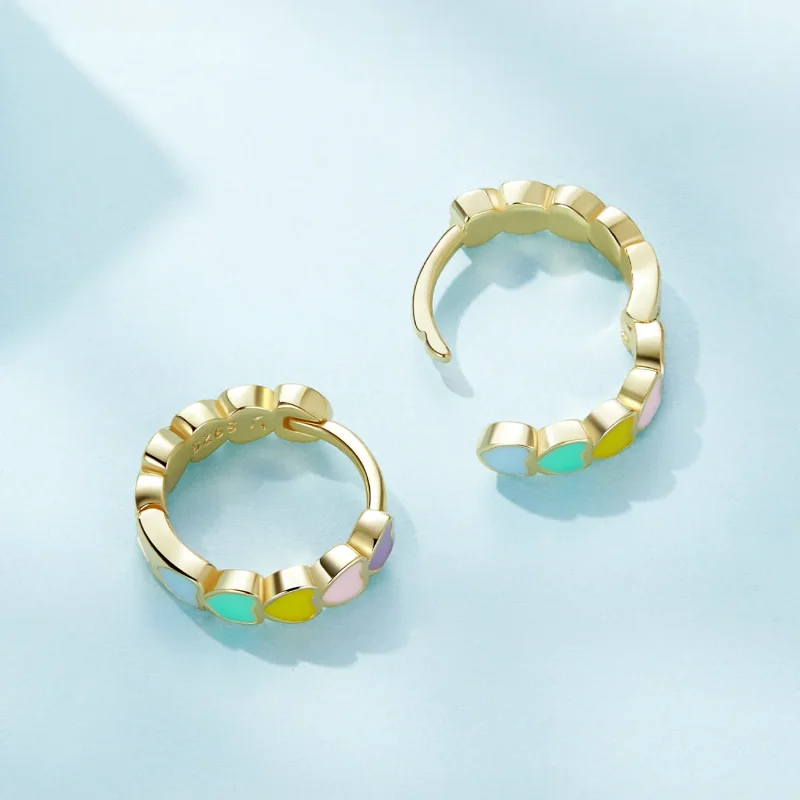 (bilde for) Pandora Style Golden Rainbow Love Hoop øredobber - SCE909-B - Vis 3