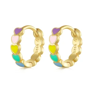(bilde for) Pandora Style Golden Rainbow Love Hoop øredobber - SCE909-B