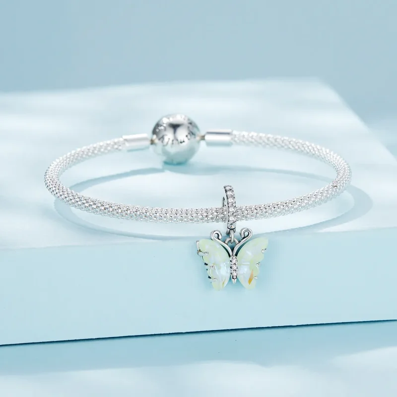 (bilde for) Pandora Style Green Aurora Butterfly Dingle - SCC2305-GN - Vis 3
