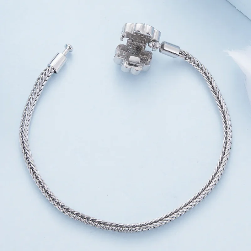 (bilde for) Pandora Style Grønn Zircon Lucky Firkløver Kjede Armbånd - BSB119 - Vis 4