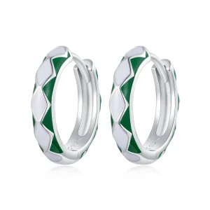 (bilde for) Pandora Style Grønt og hvitt diamantmønster Hoop øredobber - SCE1611-GN