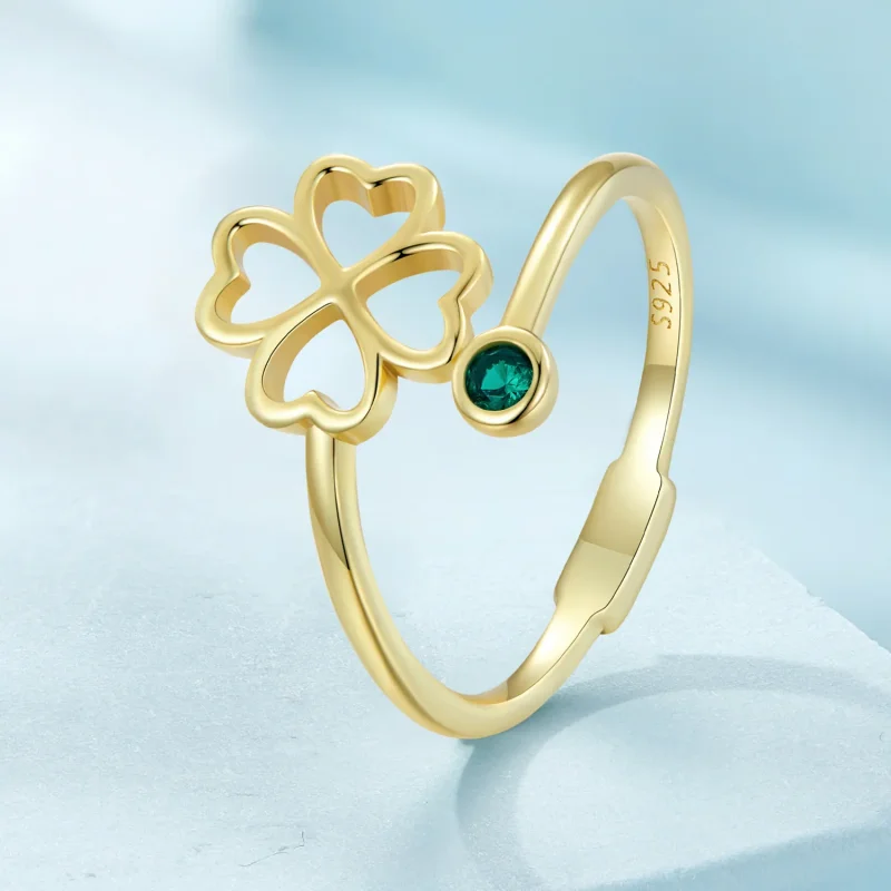 (bilde for) Pandora Style Gylden firkløver åpen ring - SCR843-B - Vis 2