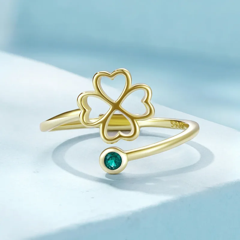 (bilde for) Pandora Style Gylden firkløver åpen ring - SCR843-B - Vis 3