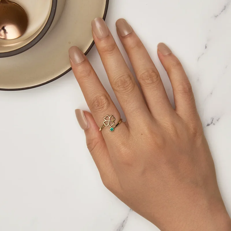 (bilde for) Pandora Style Gylden firkløver åpen ring - SCR843-B - Vis 5
