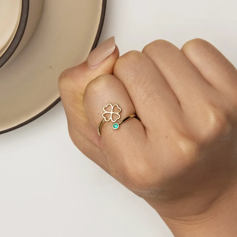 (bilde for) Pandora Style Gylden firkløver åpen ring - SCR843-B - Vis 6