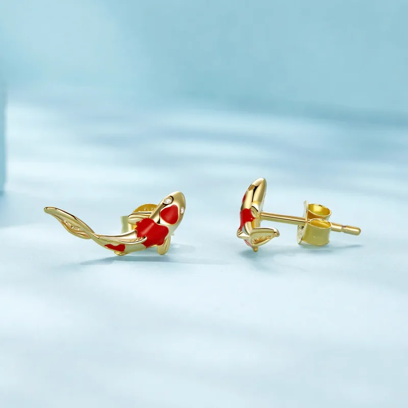 (bilde for) Pandora Style Gylne Koi-sølv øredobber - SCE812-B - Vis 3