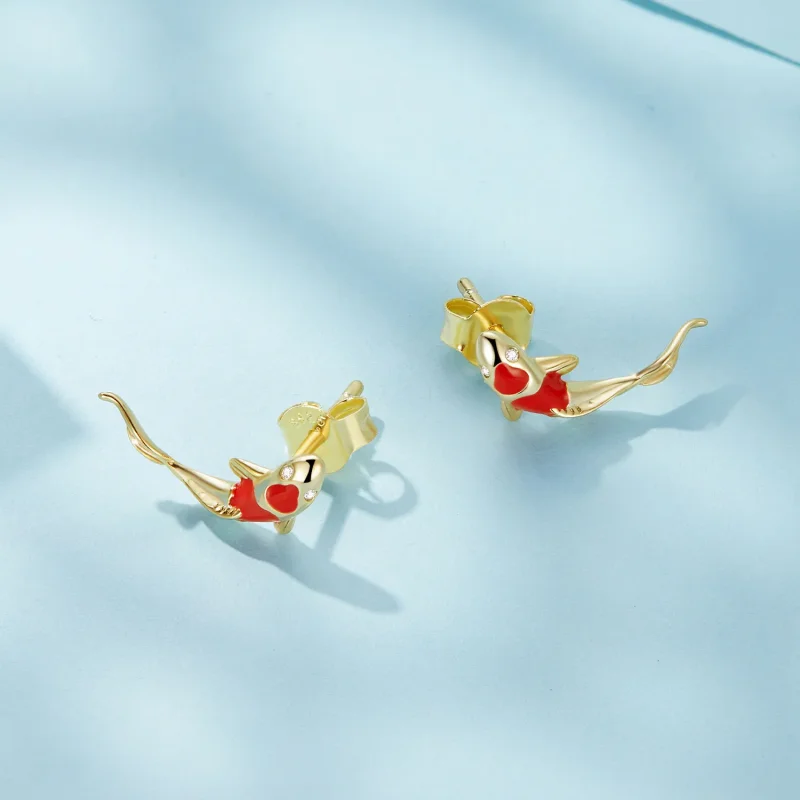 (bilde for) Pandora Style Gylne Koi-sølv øredobber - SCE812-B - Vis 4
