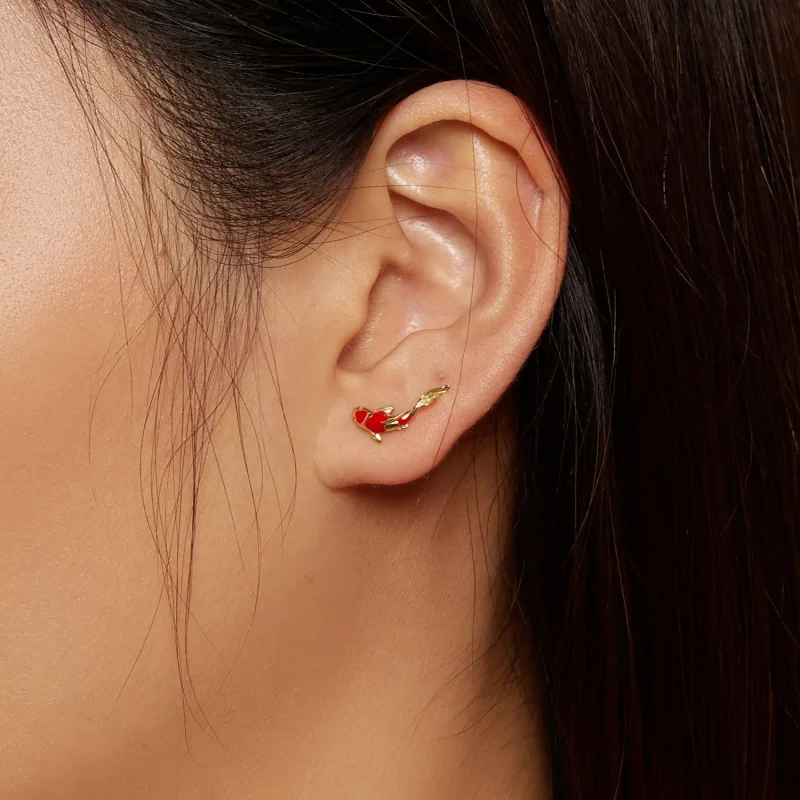 (bilde for) Pandora Style Gylne Koi-sølv øredobber - SCE812-B - Vis 5
