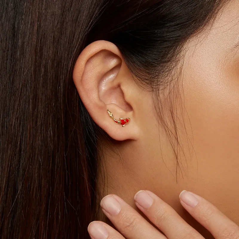 (bilde for) Pandora Style Gylne Koi-sølv øredobber - SCE812-B - Vis 7