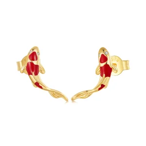 (bilde for) Pandora Style Gylne Koi-sølv øredobber - SCE812-B