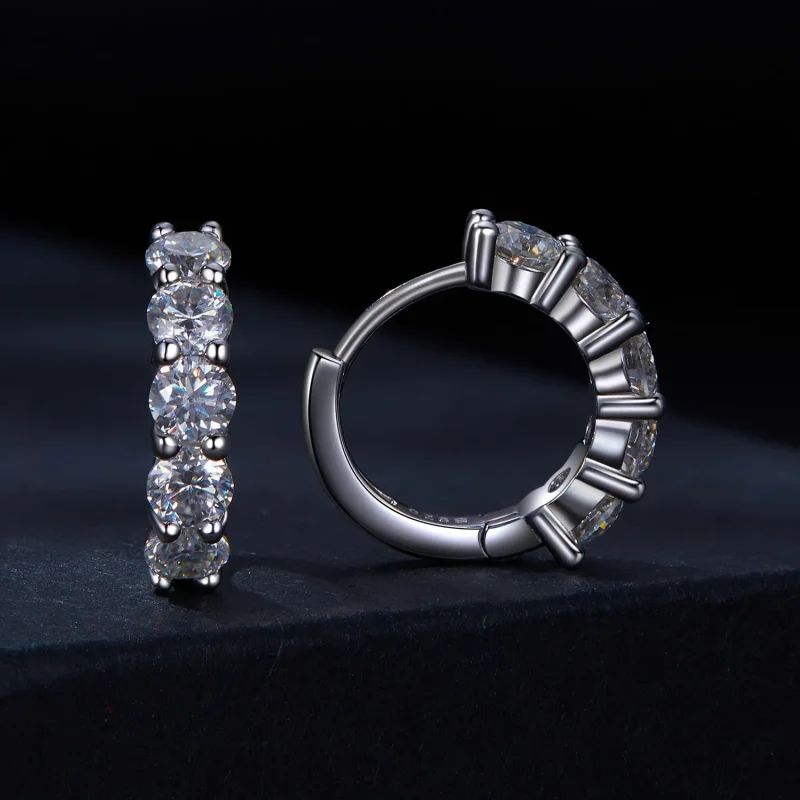 (bilde for) Pandora Style Half Hoop Moissanite Diamond Hoop øredobber - MSE033 - Vis 2