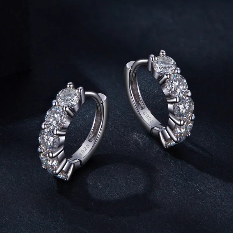 (bilde for) Pandora Style Half Hoop Moissanite Diamond Hoop øredobber - MSE033 - Vis 3
