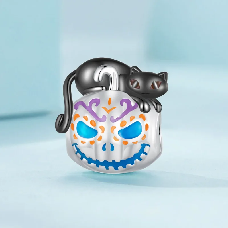 (bilde for) Pandora Style Halloween Jack-O-Lantern Charm - SCC2626 - Vis 2