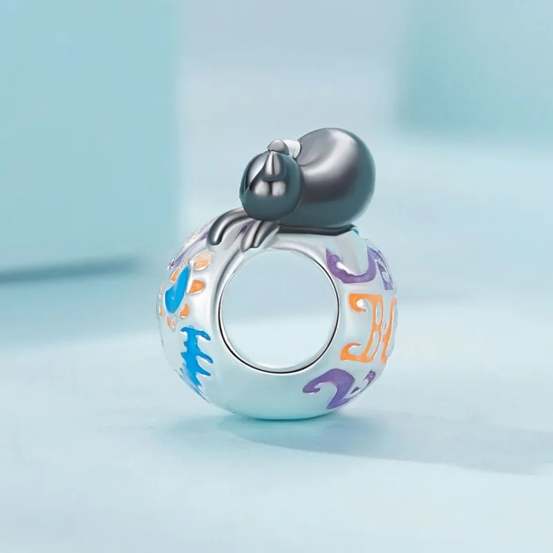 (bilde for) Pandora Style Halloween Jack-O-Lantern Charm - SCC2626 - Vis 3