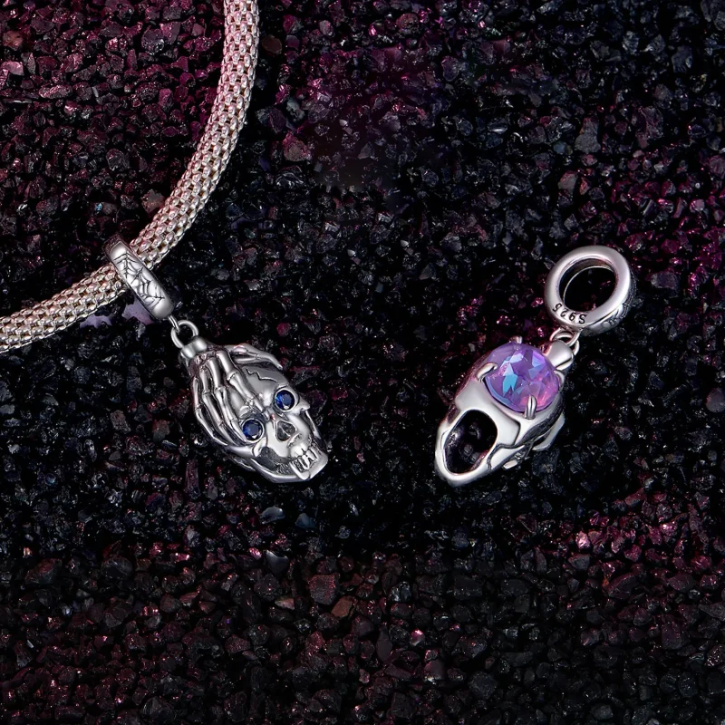 (bilde for) Pandora Style Halloween Skull Dangle - SCC2606 - Vis 4