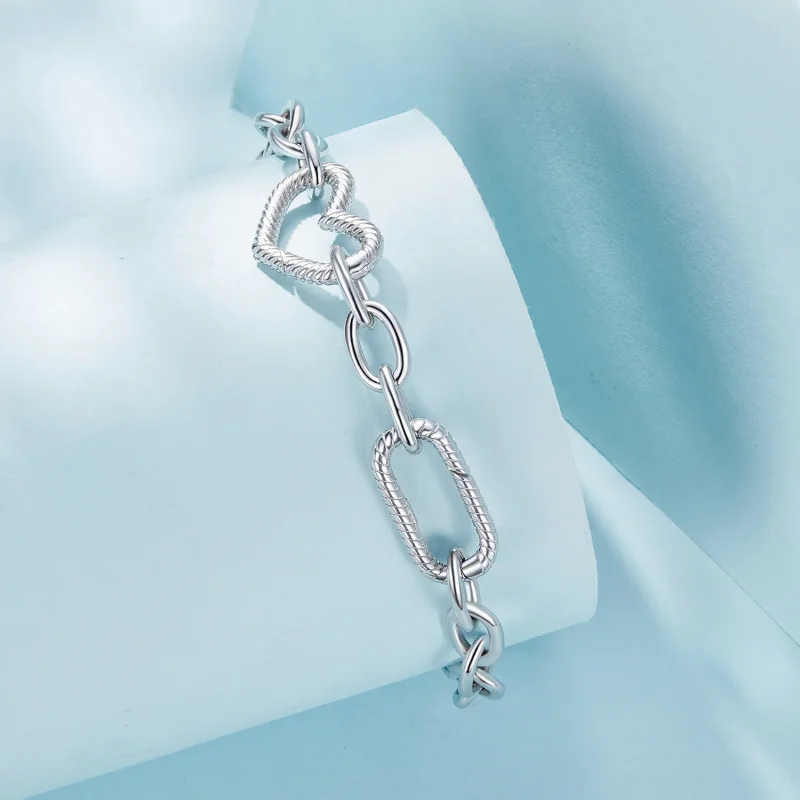 (bilde for) Pandora Style Heart Chain Armbånd - SCB258 - Vis 2