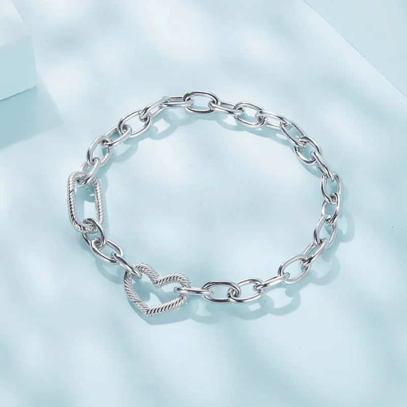 (bilde for) Pandora Style Heart Chain Armbånd - SCB258 - Vis 3