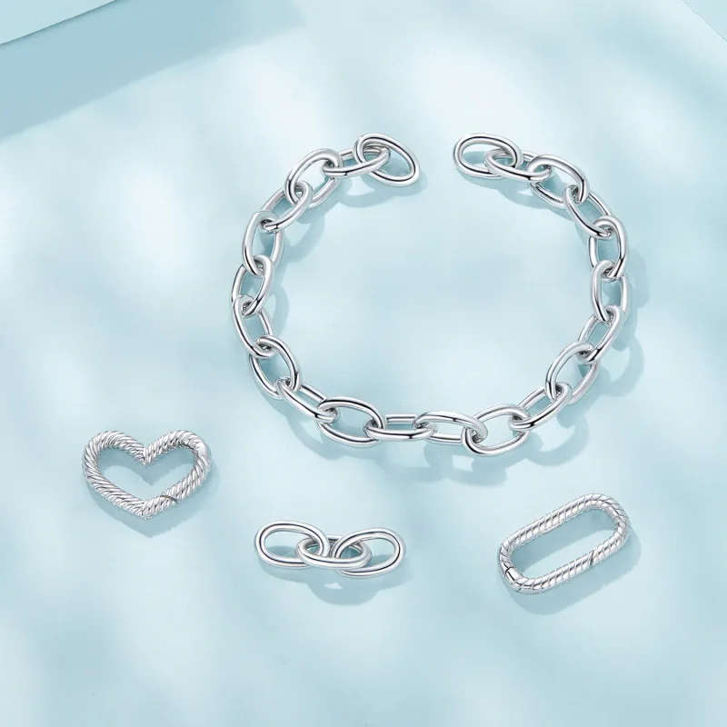 (bilde for) Pandora Style Heart Chain Armbånd - SCB258 - Vis 4