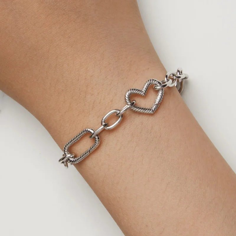 (bilde for) Pandora Style Heart Chain Armbånd - SCB258 - Vis 7