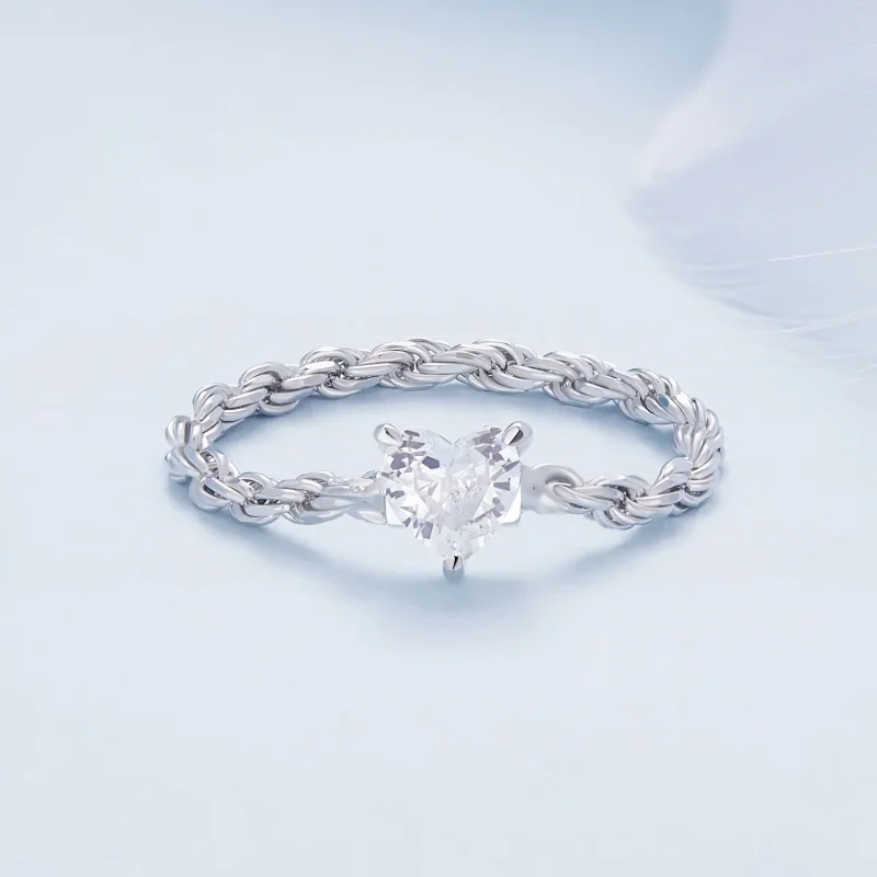 (bilde for) Pandora Style Heart Chain Ring - BSR410 - Vis 2