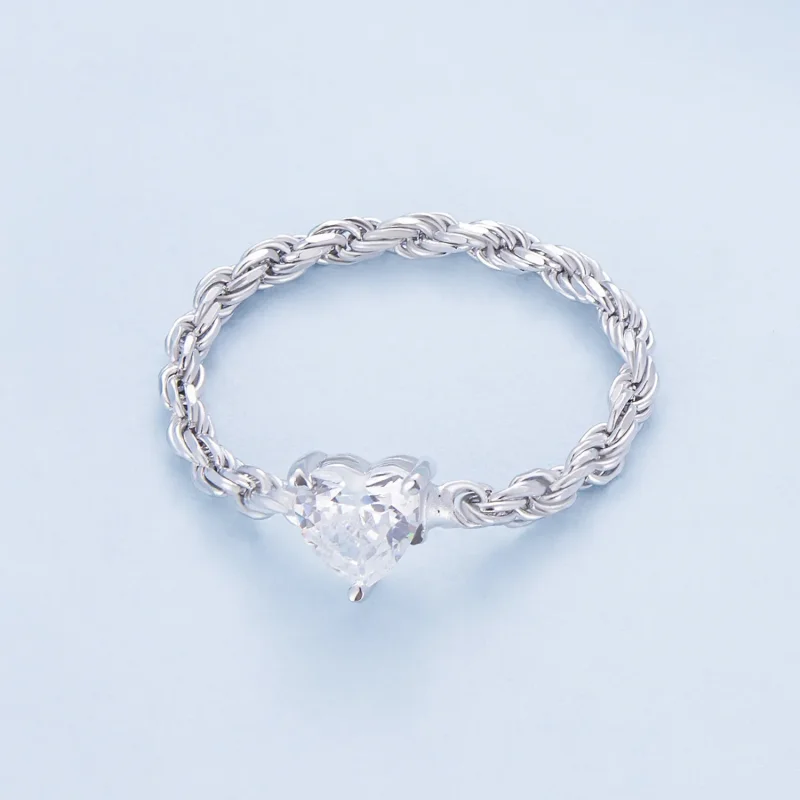 (bilde for) Pandora Style Heart Chain Ring - BSR410 - Vis 3