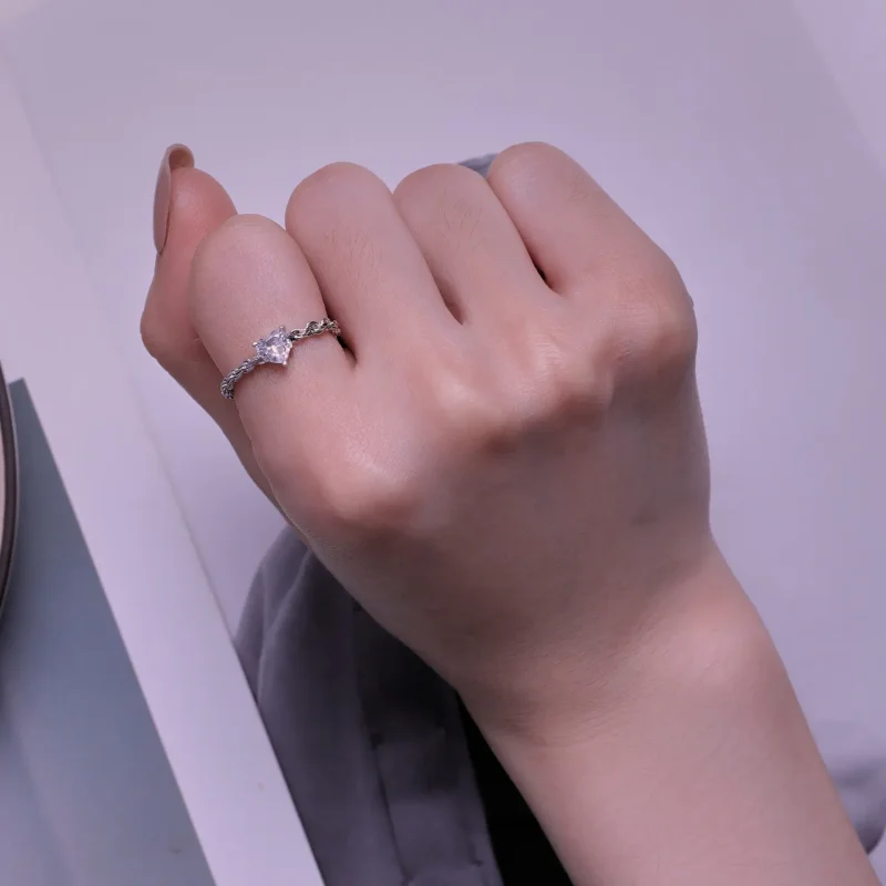 (bilde for) Pandora Style Heart Chain Ring - BSR410 - Vis 7