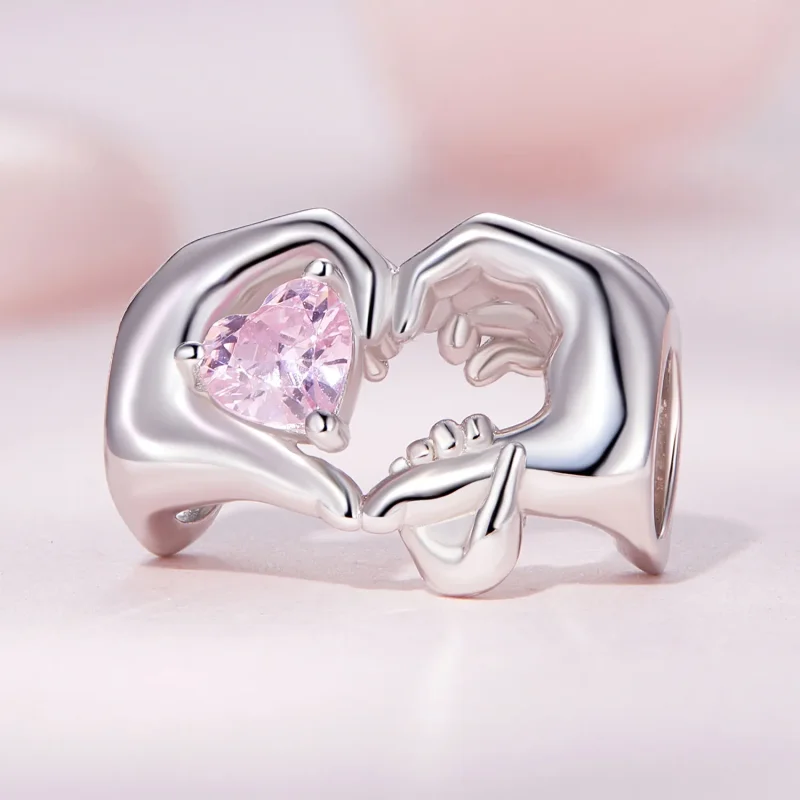 (bilde for) Pandora Style Heart Gesture Charm - BSC829 - Vis 2