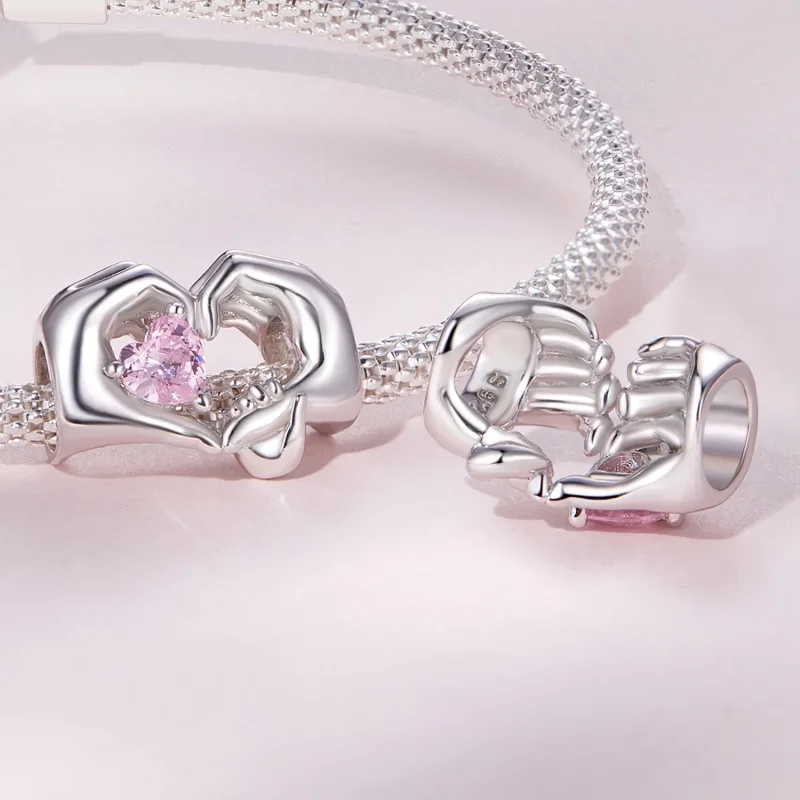 (bilde for) Pandora Style Heart Gesture Charm - BSC829 - Vis 4