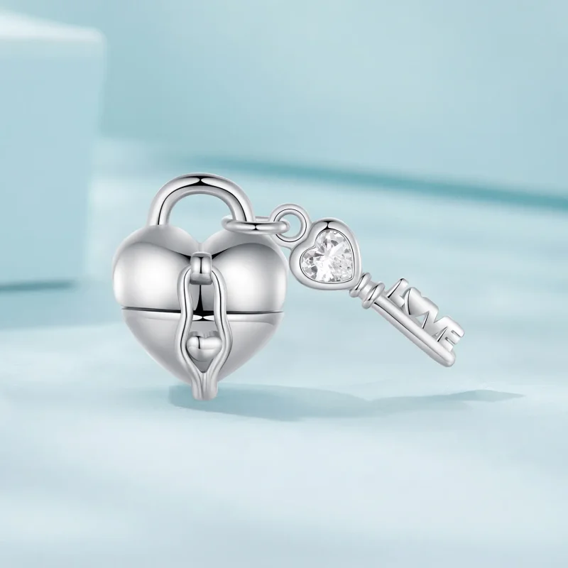 (bilde for) Pandora Style Heart Lock Key Charm - SCC2580 - Vis 2