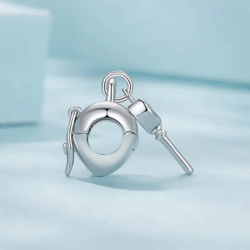 (bilde for) Pandora Style Heart Lock Key Charm - SCC2580 - Vis 3