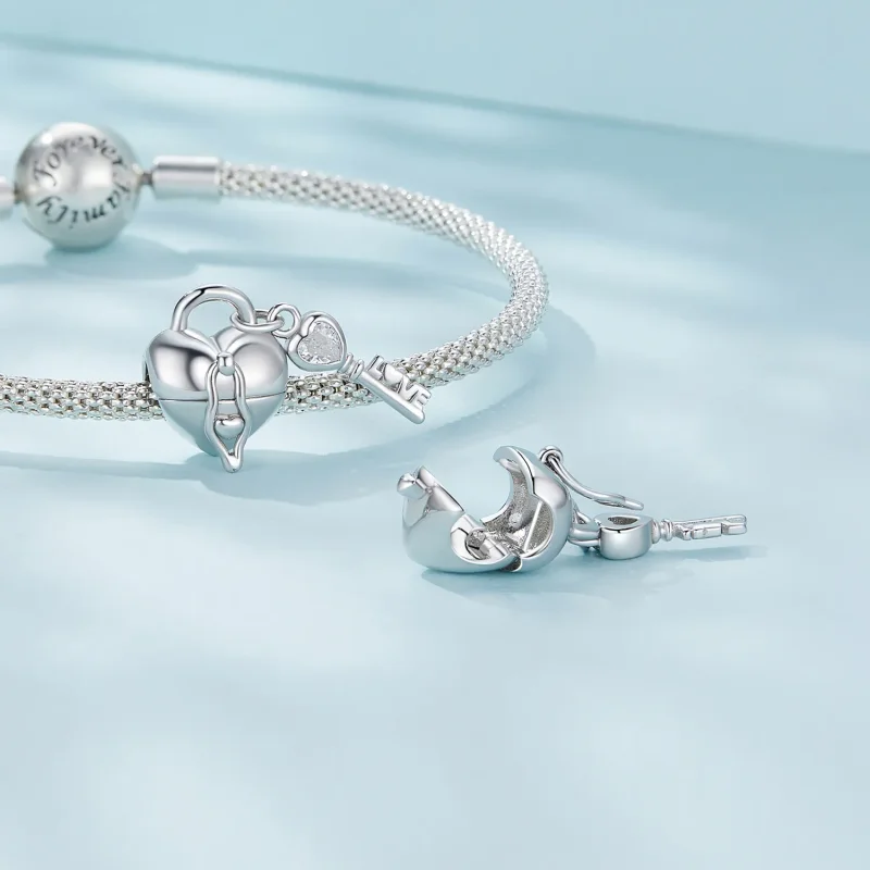 (bilde for) Pandora Style Heart Lock Key Charm - SCC2580 - Vis 4